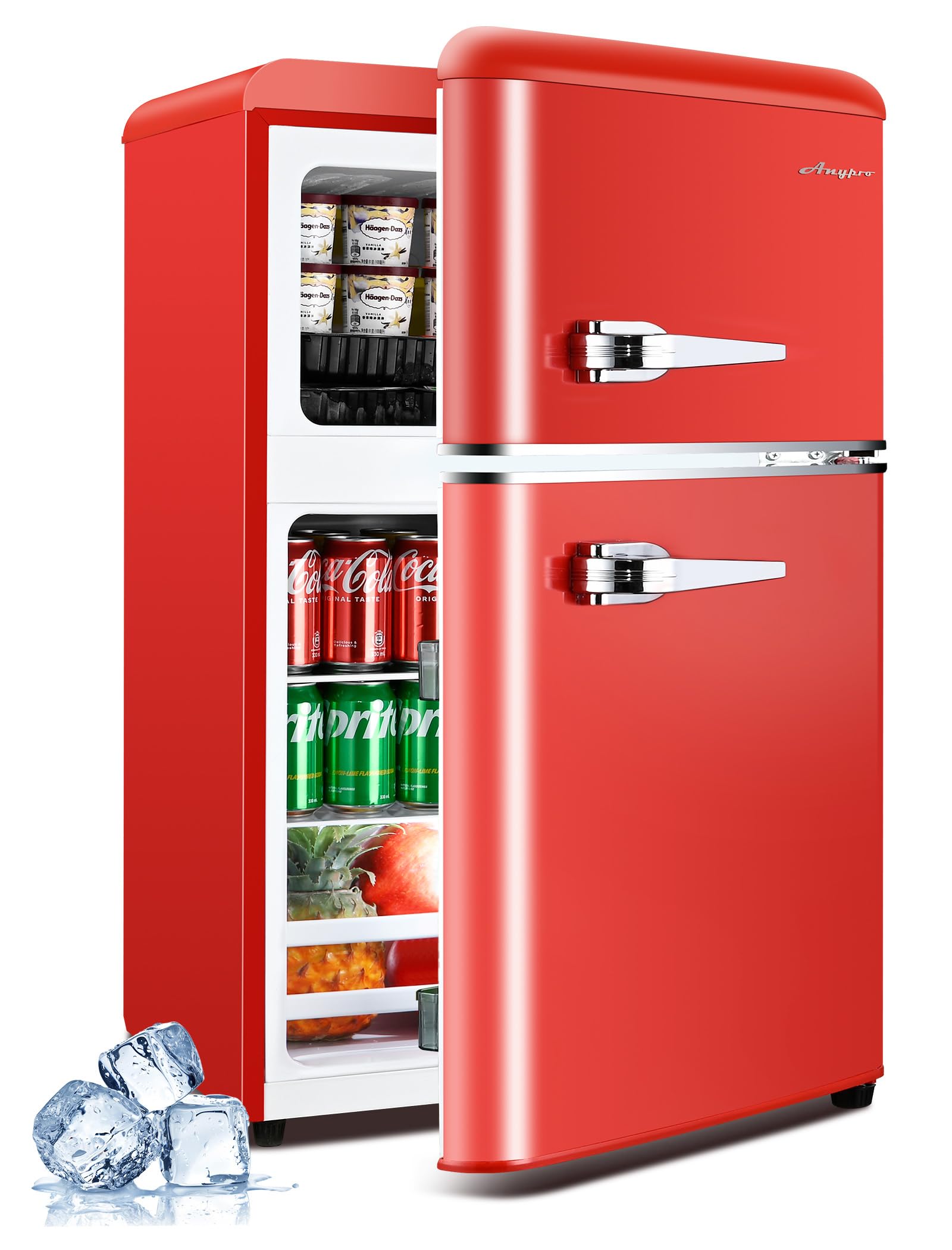 Refrigerator & 冷蔵庫 Amazon.com: Anypro 3.2 Cu.Ft Refrigerator, Double Door Retro